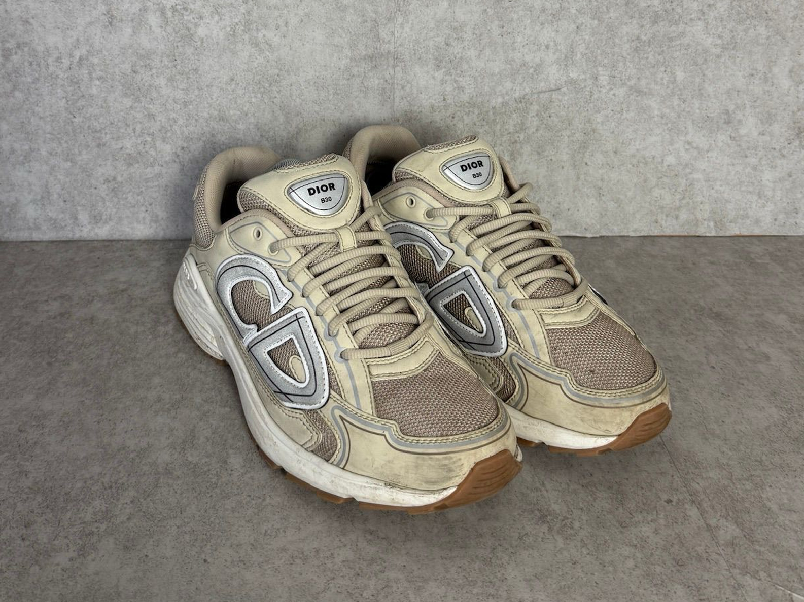 Beige Dior B30 mesh sneaker before restoration